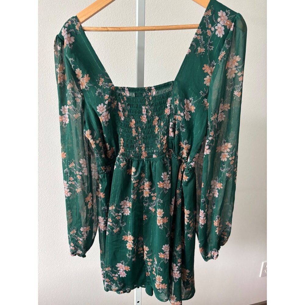 Peasant Top XL Floral Cottagecore Sheer Sleeves Crochet Smock Waist Boho Fairy - Picture 2 of 16